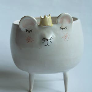 Stephen the Mouse - ceramic mouse bowl, planter MADE TO ORDER