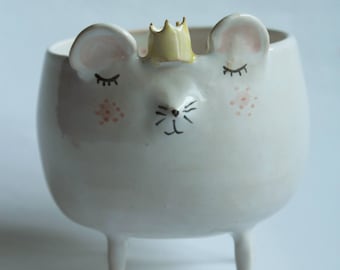 Handmade Stephen the Mouse Ceramic Bowl – Whimsical Animal Pottery Gift