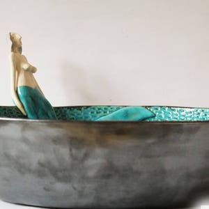 Beautiful mermaid ceramic table top sink, bathroom sink, handmade ceramic sink, made to order image 4