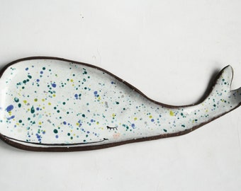 Handmade Stoneware Whale Plate – Ceramic Ring Dish, Trinket Tray