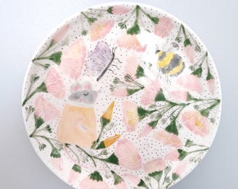 Hand-painted Ceramic Plate Fairytale | Unique Handmade Pottery Serving Dish | Gift for Home Décor Dinner Table