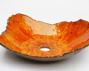 Fiery Red Ceramic Sink – Handmade Table‑Top Washbasin / Vessel Basin