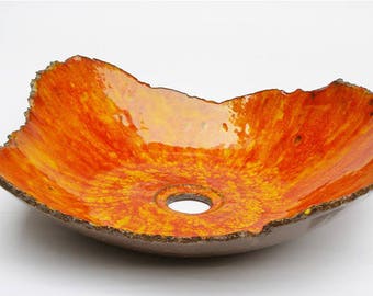 lava in the rock - table top sink, bathroom sink, handmade ceramic sink, made to order