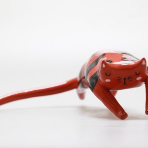 Cute Red Cat,  black cat - ceramic figurine, cake topper, ceramic miniature