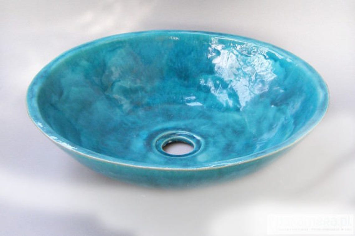 Turquoise Table Top Sink Ceramic Washbasin Bathroom Sink Etsy