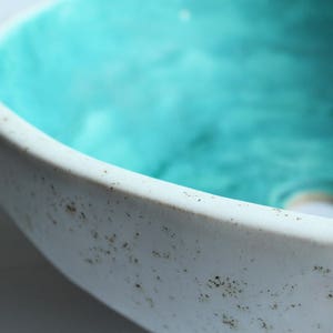 Turquoise & white matt table top sink, washbasin, bathroom sink, handmade ceramic sink, made to order