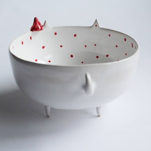 Peter the Wolf with Little Red Riding Hood ceramic bowl, planter, MADE TO ORDER image 3