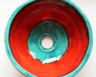 Handmade Red Ceramic Table‑Top Washbasin | Artisan Vessel Sink | Unique Bathroom Basin