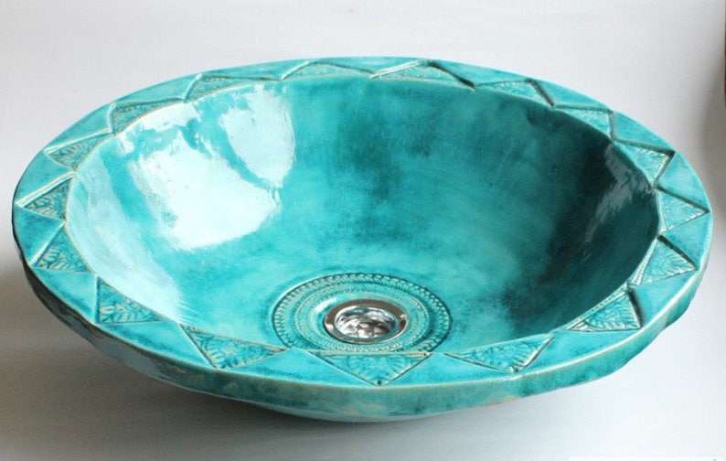 Moroccan turquoise under top sink ceramic, made to order zdjęcie 5