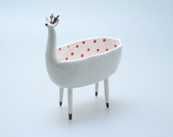 Rudolf the reindeer - ceramic reindeer bowl, planter