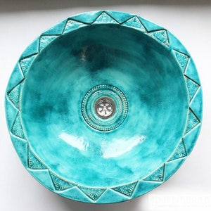 Moroccan turquoise under top sink - ceramic, made to order