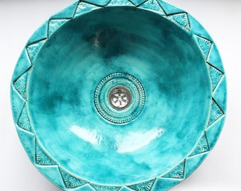 Moroccan turquoise under top sink - ceramic, made to order