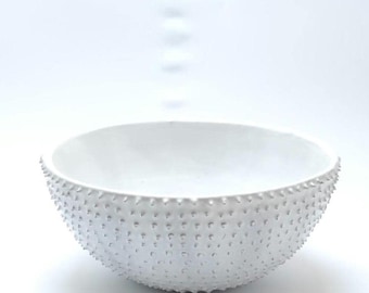 Handmade White Ceramic Countertop Sink – Textured Artisan Bathroom Basin