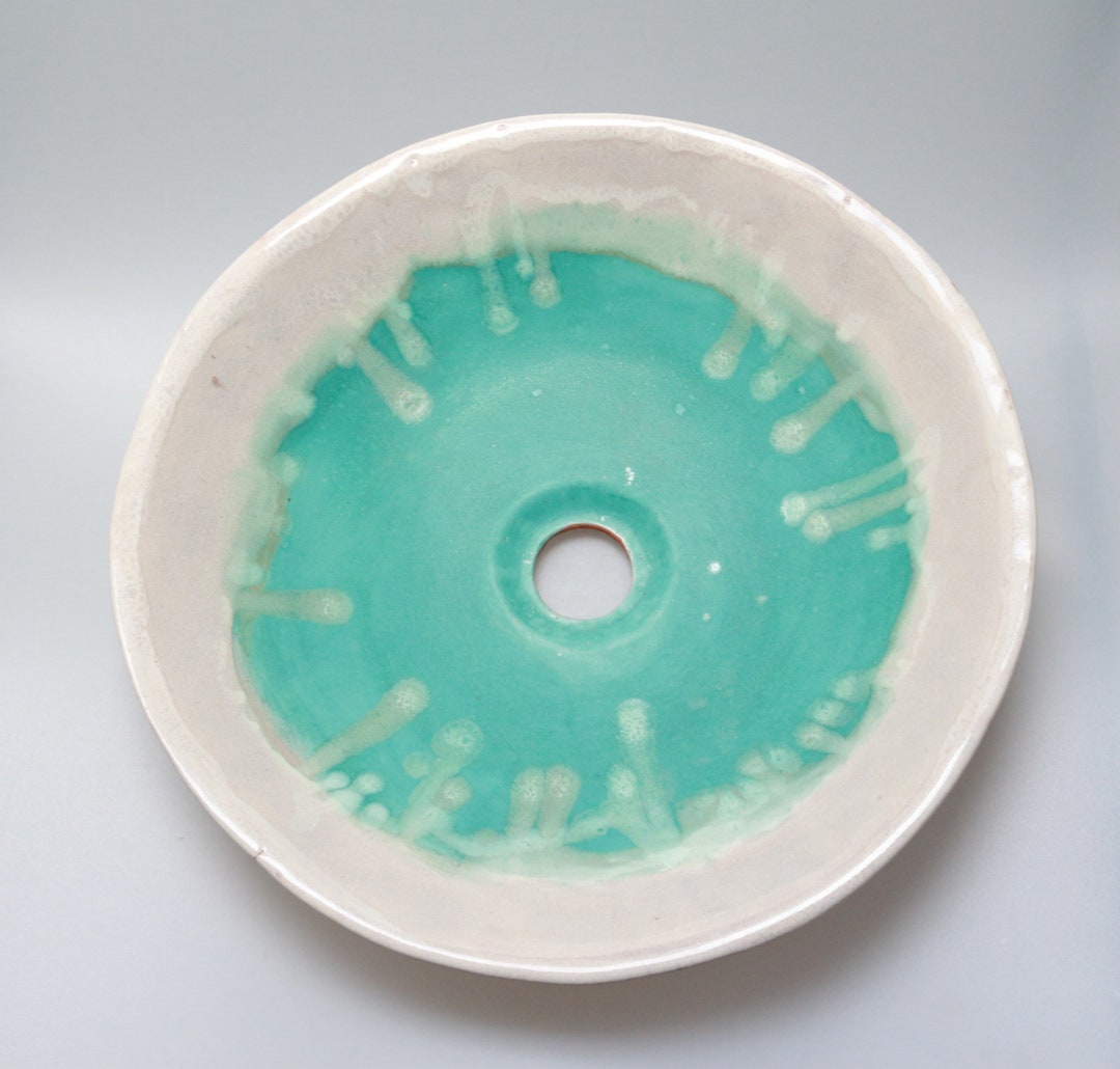 Turquoise & Beige Table Top Sink, Washbasin, Bathroom Sink, Handmade