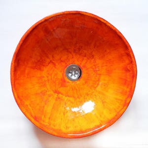 Fiery orange table top sink, bathroom sink, handmade ceramic sink, made to order