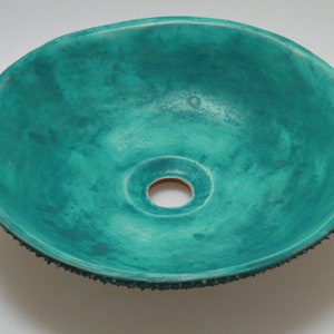 READY TO SHIP Turquoise satin prickly table top sink, washbasin, bathroom sink, handmade ceramic sink image 10