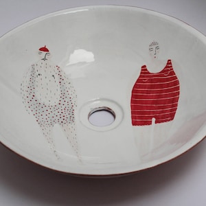 Mr. & Mrs. Swimmers ceramic table top sink, washbasin, bathroom sink, handmade ceramic sink MADE TO ORDER image 3