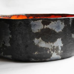 Fiery orange & charcoal table top sink, washbasin, bathroom sink, handmade ceramic sink, made to order image 2