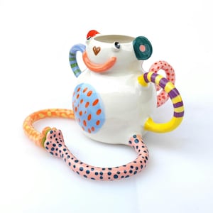 Handmade Monkey Vase – Whimsical Ceramic Art with Colorful Handles & Playful Design
