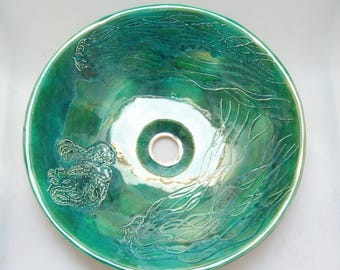 Handmade Emerald Green Ceramic Vessel Sink – Artisan Bathroom Basin