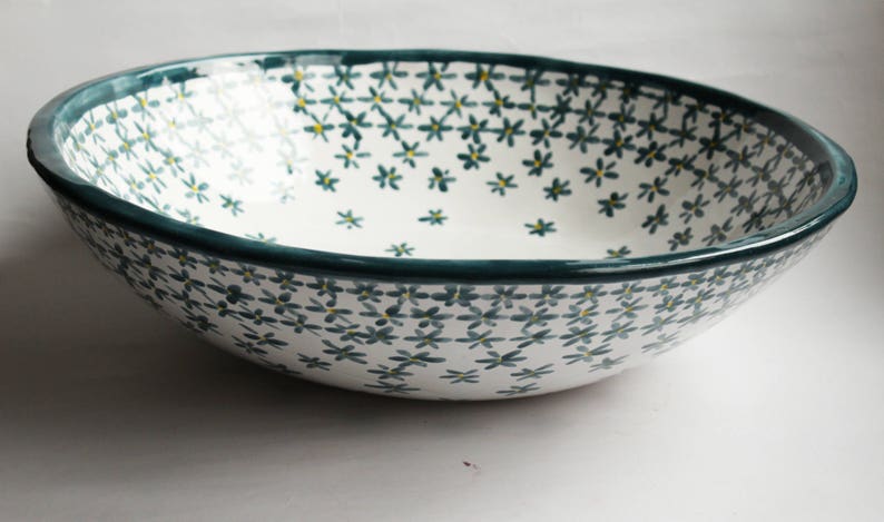folk table top sink bathroom bowl flowered sink