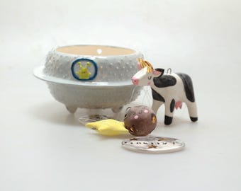 Handmade Ceramic UFO Hanging Planter • Space-Age Home Decor