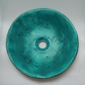 READY TO SHIP Turquoise satin prickly table top sink, washbasin, bathroom sink, handmade ceramic sink image 3