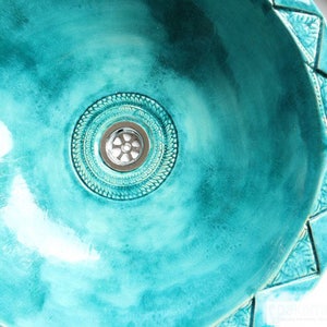 Moroccan turquoise under top sink ceramic, made to order zdjęcie 3