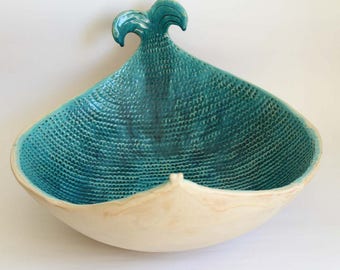 Turquoise Ceramic Fish Sink – Handmade Table‑Top Basin