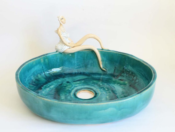 handmade ceramic sink made to order table top wasbasin bathroom sink Fish sink