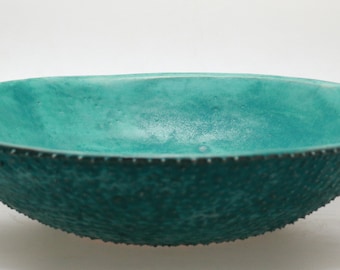 READY TO SHIP Turquoise satin prickly table top sink, washbasin, bathroom sink, handmade ceramic sink