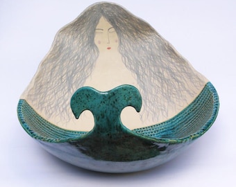 Handmade Turquoise Mermaid Ceramic Vessel Sink – Artisan Bathroom Basin