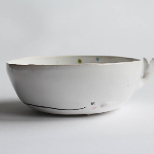 Sleepy whale bowl - ceramic bowl, planter MADE TO ORDER