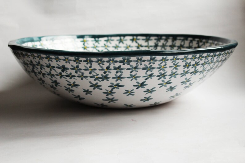 folk table top sink bathroom bowl flowered sink