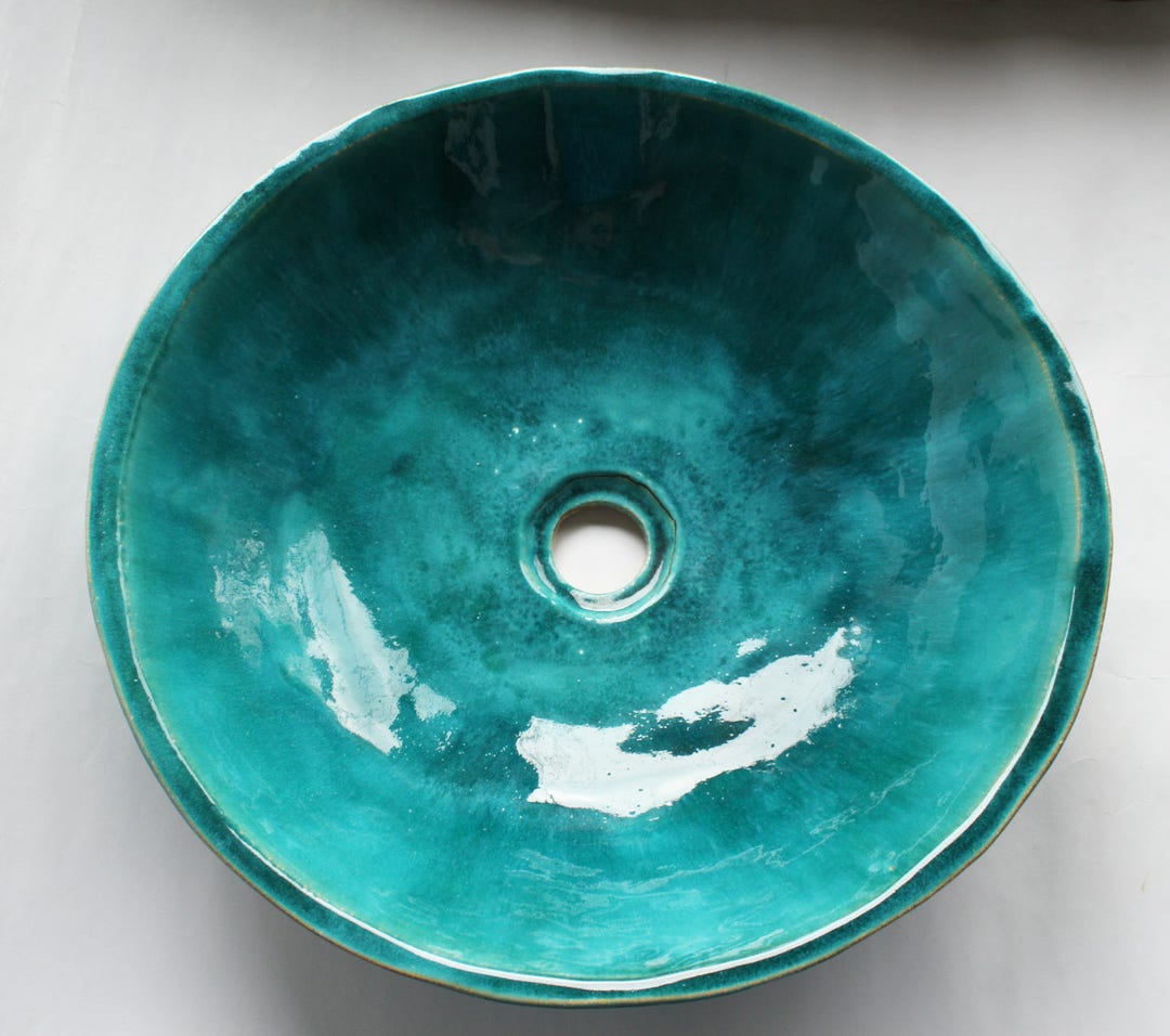 Emerald Table Top Sink Ceramic Washbasin, Bathroom Sink, Handmade