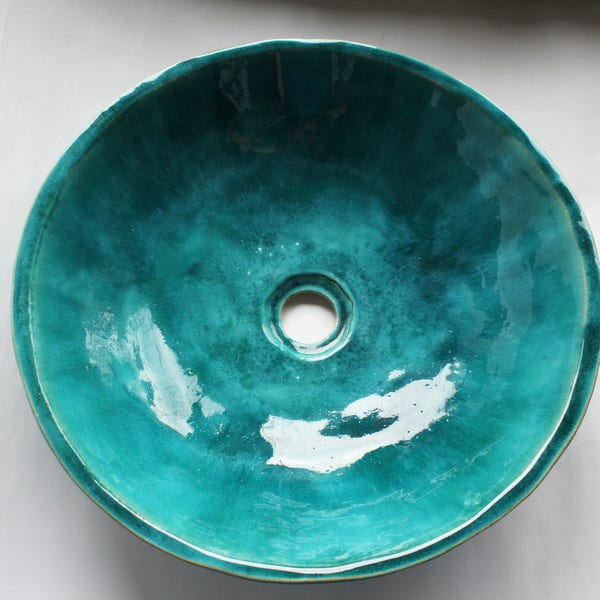 Emerald table top sink - ceramic washbasin, bathroom sink, handmade ceramic sink, made to order