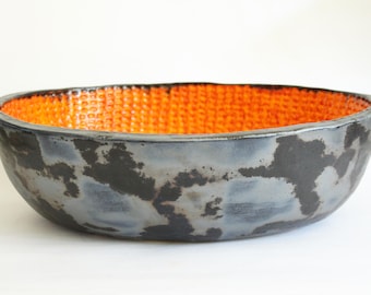 Handmade Orange Fish‑Scale Ceramic Sink – Table‑Top Vessel Basin
