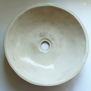 Handmade Beige Ceramic Sink: Table Top Basin (42cm)