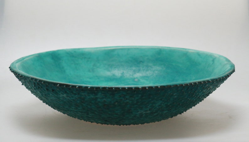 READY TO SHIP Turquoise satin prickly table top sink, washbasin, bathroom sink, handmade ceramic sink image 4