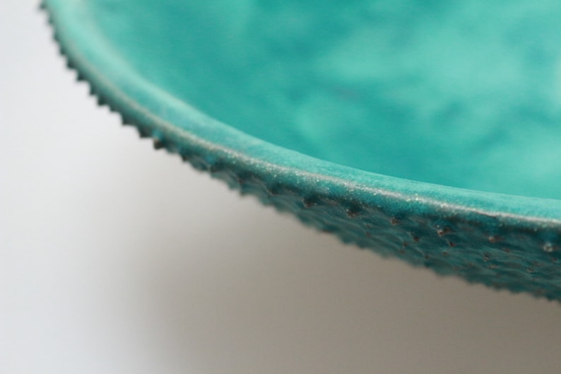 READY TO SHIP Turquoise satin prickly table top sink, washbasin, bathroom sink, handmade ceramic sink image 7