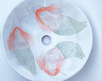 Handmade Ceramic Mermaid Sink – Whimsical Vanity Basin