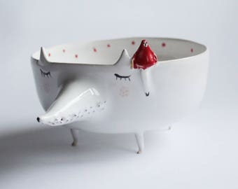 Handmade Ceramic Peter & Red Riding Hood Bowl – Polish Fairy Tale Art