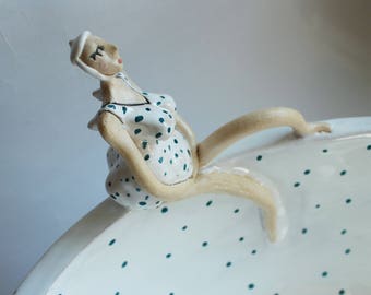 Handmade Ceramic Angel Motif Bathroom Sink | Vessel Table-Top Basin