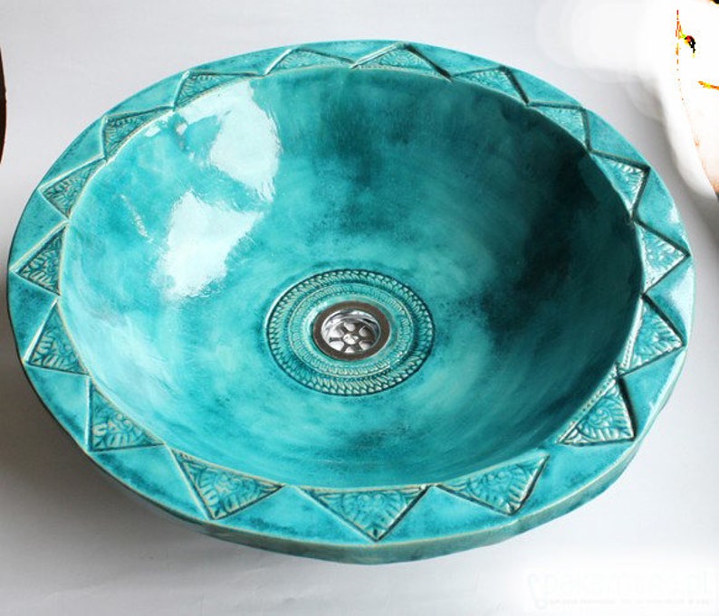 Moroccan turquoise under top sink ceramic, made to order zdjęcie 2