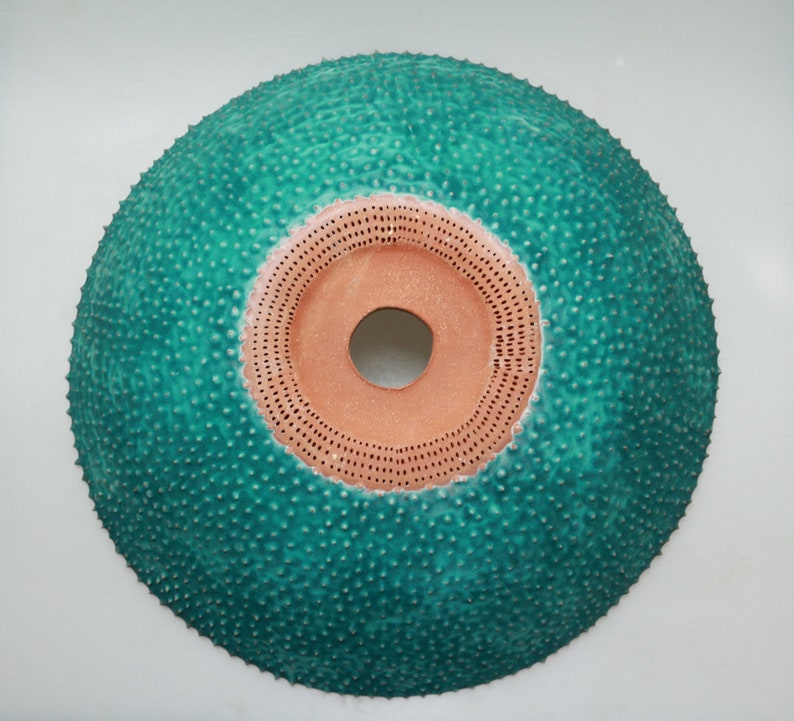 READY TO SHIP Turquoise satin prickly table top sink, washbasin, bathroom sink, handmade ceramic sink image 8