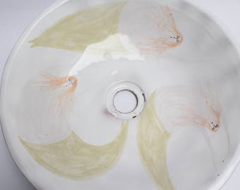 Handmade Ceramic Mermaid Vessel Sink – Whimsical Bathroom Basin – Artisan Table‑Top Vanity Bowl