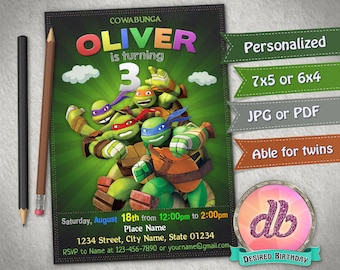 Tmnt Invitation Etsy