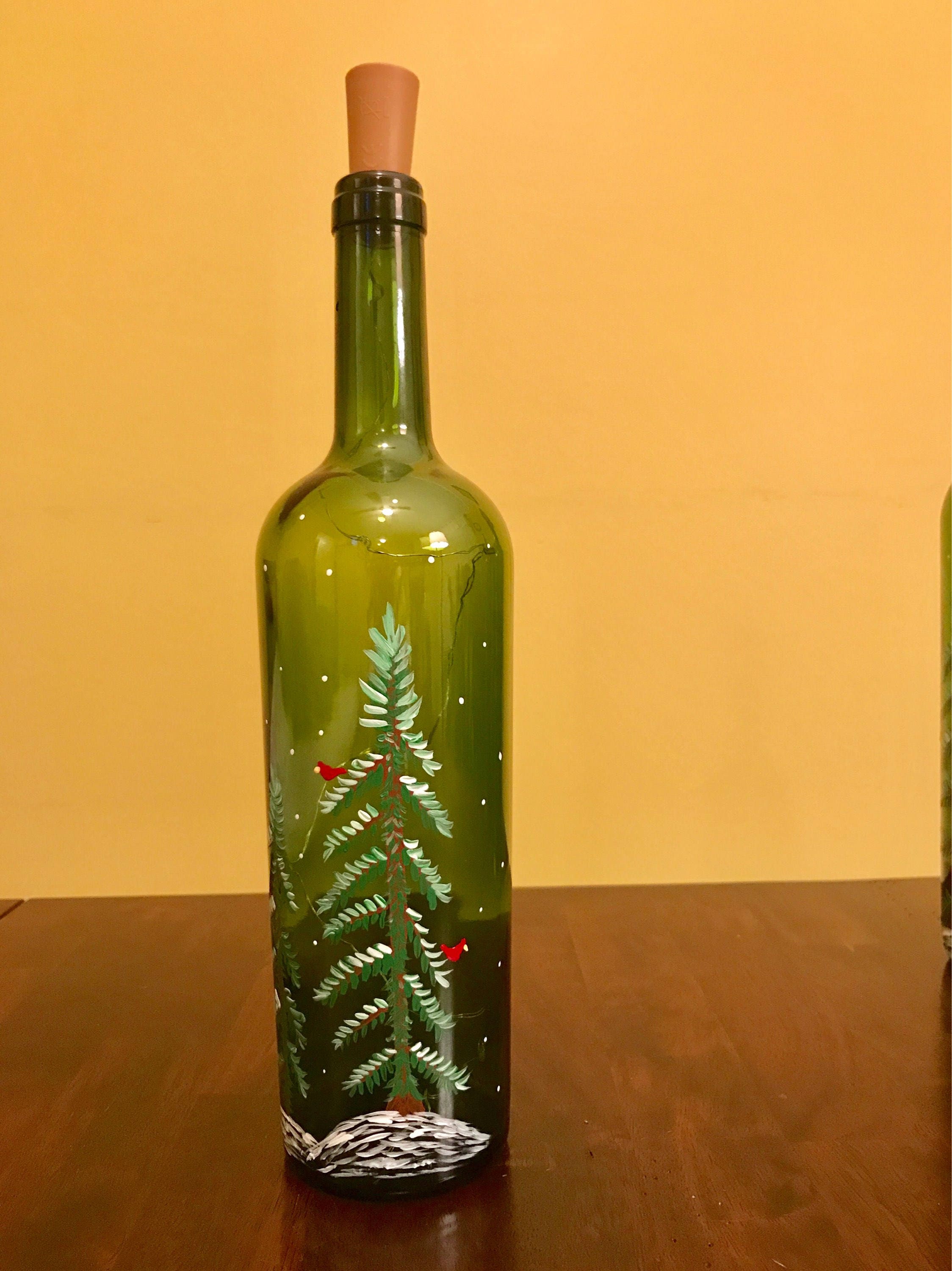 wine bottles with red frost wine bottles with red frost