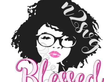 Download Afro lady with glasses svg . Digital file svg | Etsy