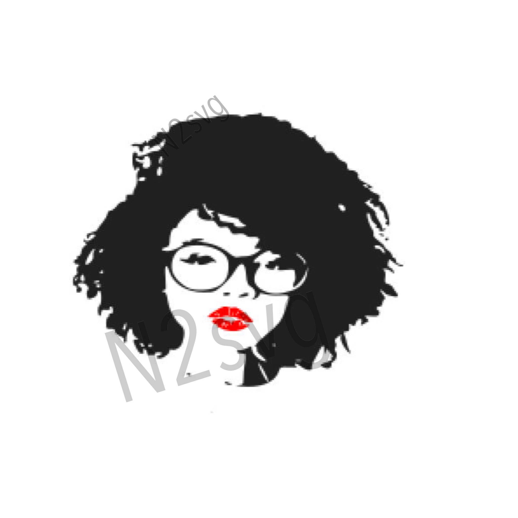 Download Afro lady with glasses svg . Digital file svg | Etsy